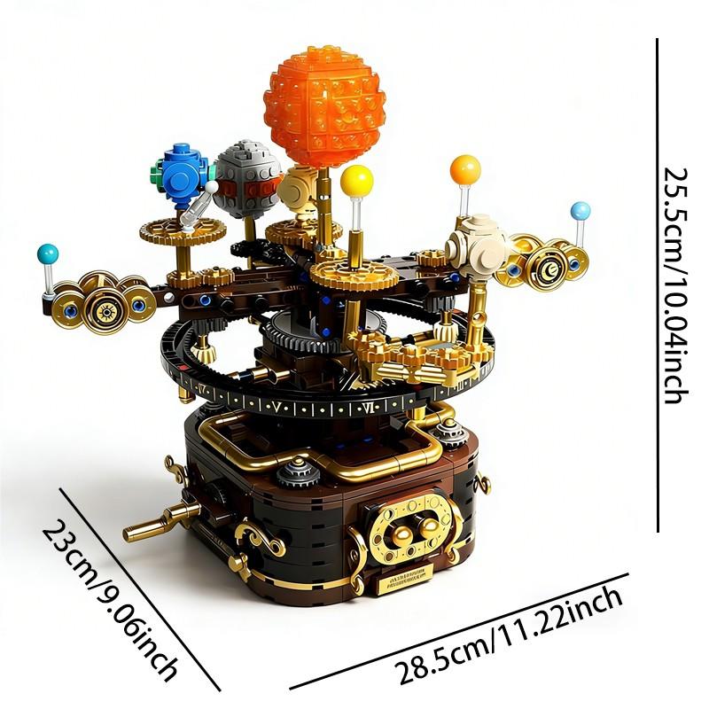 856pcs Solar System Rotating Planets Set, Gear Interlocking Educational Toy, Unisex Stem Learning Kit