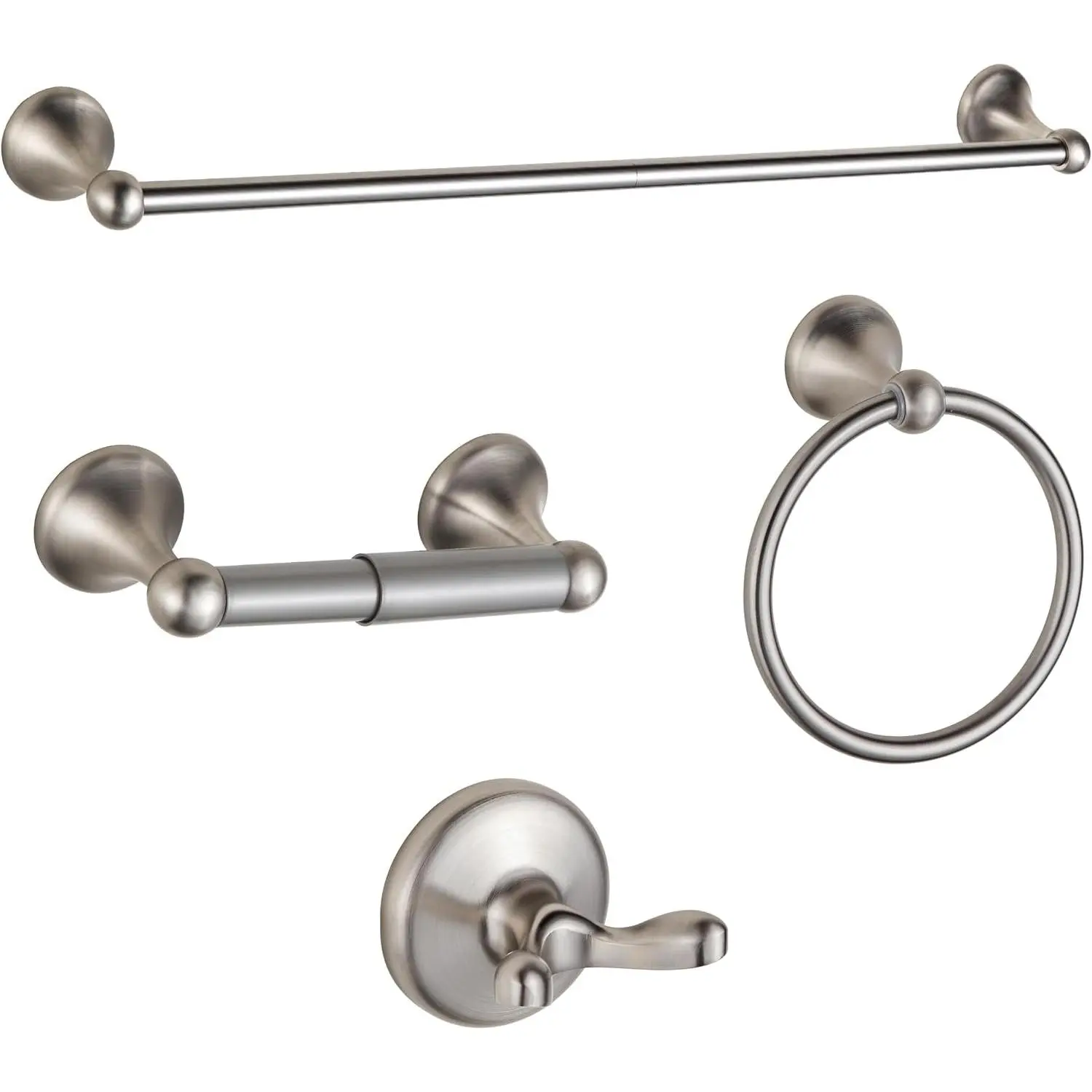 Bathroom Accessory Set, Brushed Nickel Adjustable Expandable Towel Bar 4-Piece Bathroom Hardware Set Wall Mounted