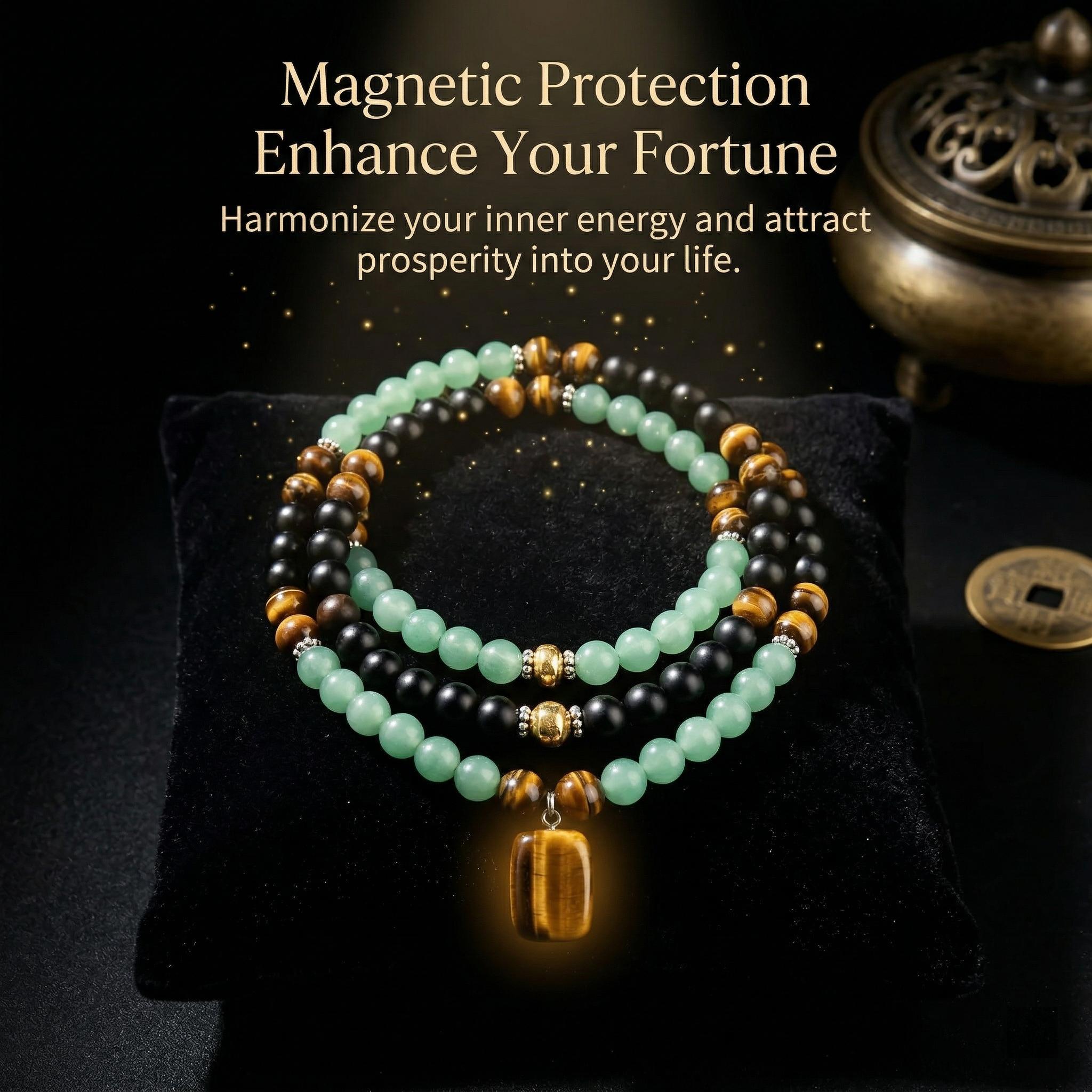 Green Aventurine & Tiger Eye Money Attraction Necklace |   Natural Healing Crystal Pendant |   Necklaces for Women Men |   Mothers Day Gift |   Gifts for Girlfriend |   Circle Chains