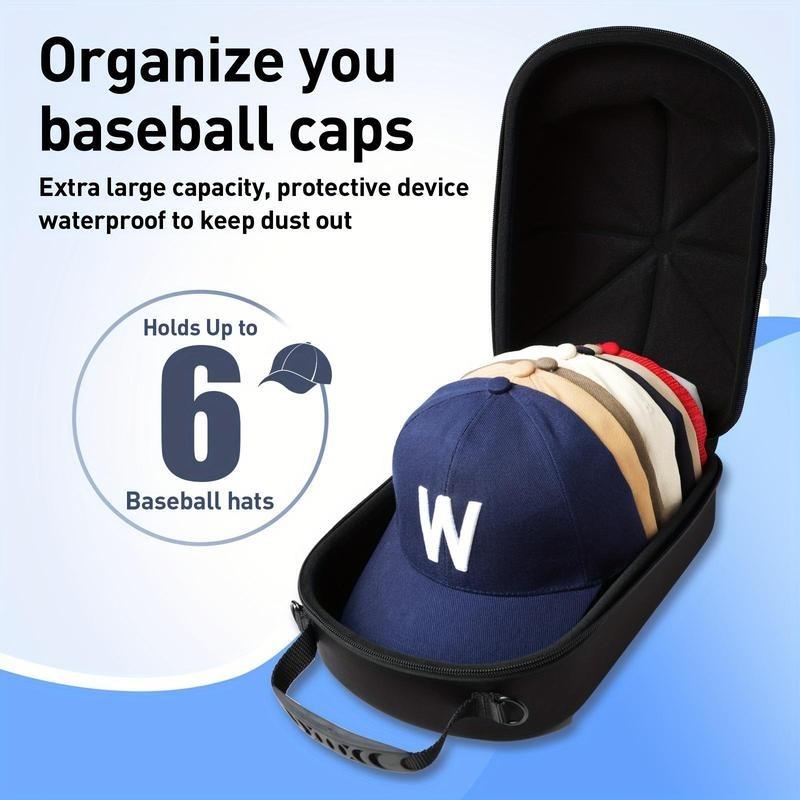 Baseball cap travel hat box, hard hat storage box, portable pressure-proof hat storage bag with shoulder strap and handle, suitable for outdoor, travel and home storage travel accessories packing cubes travel organizer