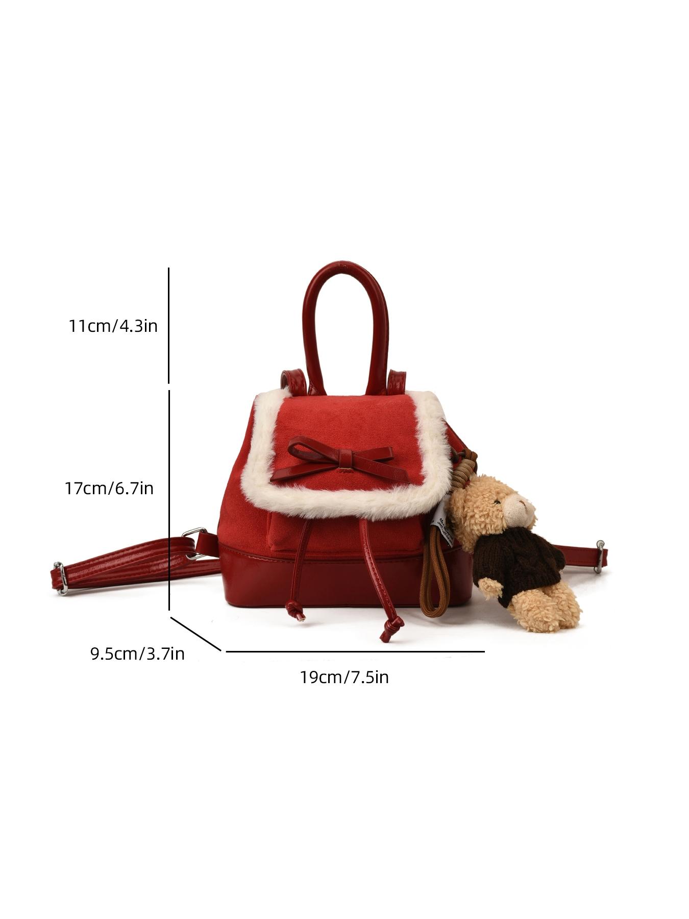 New Winter Plush Patchwork Shoulder Bag, Cute Mini Fall & Winter Essential, Fashion Backpack for Women, Christmas Party Must-Have