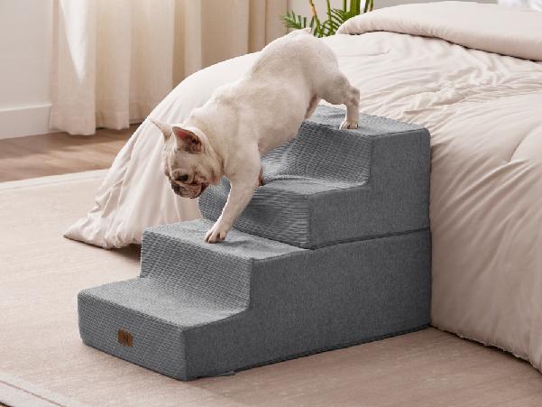 ABCPET Dog Stairs for 40lbs Dog Bed Couch Sofa 35D Foam 3-Step Pet Steps for Small Dogs and Cats Extra Wide 4-Step Non-Slip Bottom Sturdy Support 5-Step Easy Maintenance