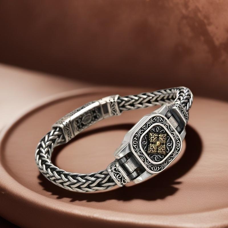 Full Silver s925 Bracelet Sterling Silver bracelet Men's bracelet can be worn open send boyfriend send dad birthday gift Silver weight 50g / 1.76oz