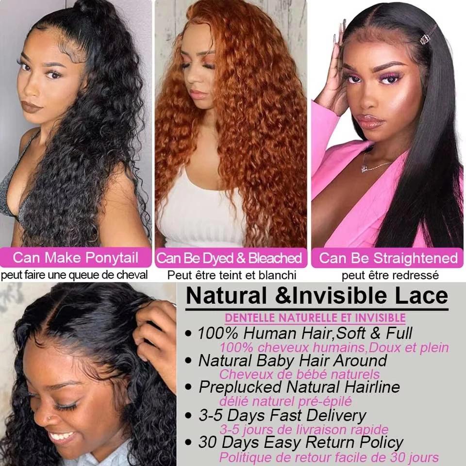 Bling Hair 13x6 Water Wave Curly Human Hair Wig 30 Inch Lace Front Wig Human Hair Deep Wave Frontal Wig Hd Lace Wigs