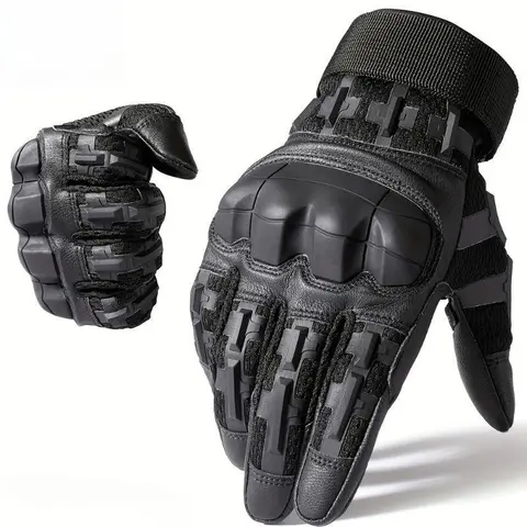 Tactical Protective Gloves, Hard Shell Impact-Resistant Tactical Gear and Accessories with Touch Screen, Breathable Nylon Blend Knit Fabric, Stretchable, Adjustable Hook-and-Loop Closure, Multi-Size Protective Gear for Climbing, Hiking, All-Season