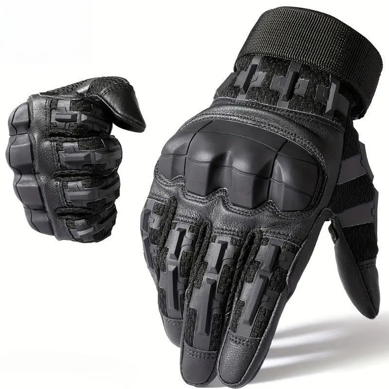 Tactical Protective Gloves, Hard Shell Impact-Resistant Tactical Gear and Accessories with Touch Screen, Breathable Nylon Blend Knit Fabric, Stretchable, Adjustable Hook-and-Loop Closure, Multi-Size Protective Gear for Climbing, Hiking, All-Season