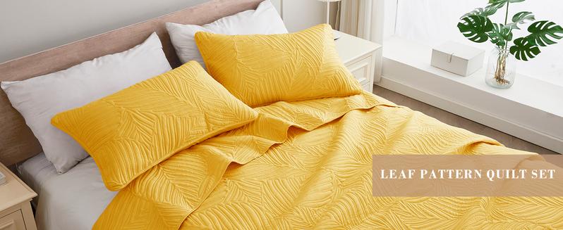 Exclusivo Mezcla Quilt Bedding Set, Lightweight Quilts for All Seasons, Soft Microfiber Bedspreads Coverlets Bed Cover with Leaf Pattern Exclusivo Mezcla Quilt Bedding Set, Lightweight Quilts for All Seasons, Soft Microfiber Bedspreads Coverlets Bed Cover with Leaf Pattern