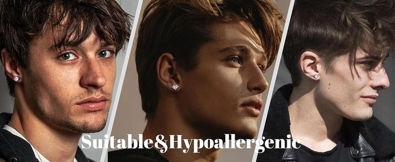 Cassieca 2 Pairs Stainless Steel Magnetic Stud Earrings for Men Women Non-piercing CZ 5-9MM CZ Hypoallergenic earrings  lovers