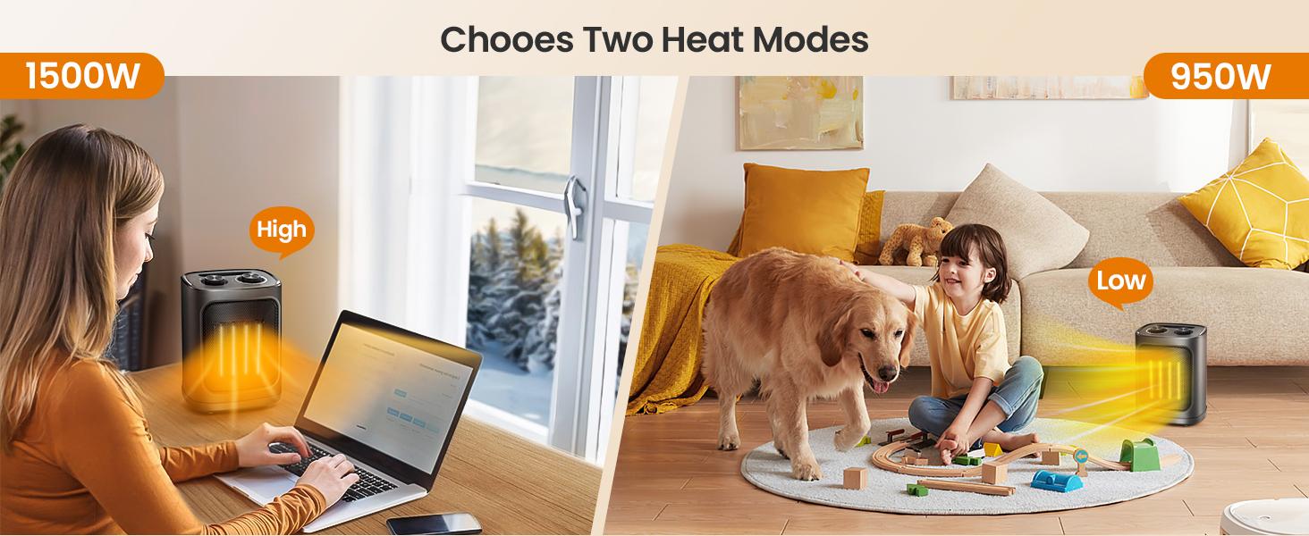 R.W.FLAME Indoor Small Heater, 1500W/950W PTC Ceramic Heater with Thermostat, 3 Modes, Overheat & Tip Protection, Small Size, Easy to Carry, Suitable for Bedroom, Living Room, Dormitory R.W.FLAME Indoor Small Heater, 1500W/950W PTC Ceramic Heater with Thermostat, 3 Modes, Overheat & Tip Protection, Small Size, Easy to Carry, Suitable for Bedroom, Living Room, Dormitory