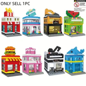 Mini City Street Scene Building Blocks, Building Blocks Kit, Assembly Blocks Set, Building Block Model, Micro Diamond Particles DIY 3D Puzzle Toy, Home Decor Gift for Birthday Christmas Halloween