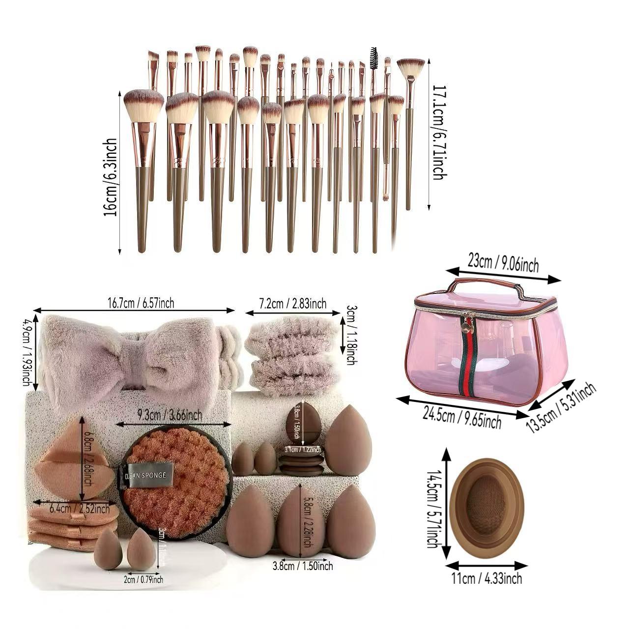 52-Piece Makeup Tool Set, Includes Brush Kit, Face Wash Set and Makeup Storage Bag, Professional Women's Cosmetic Tools, Portable Gift for Birthday and Holidays,Gifts For Women