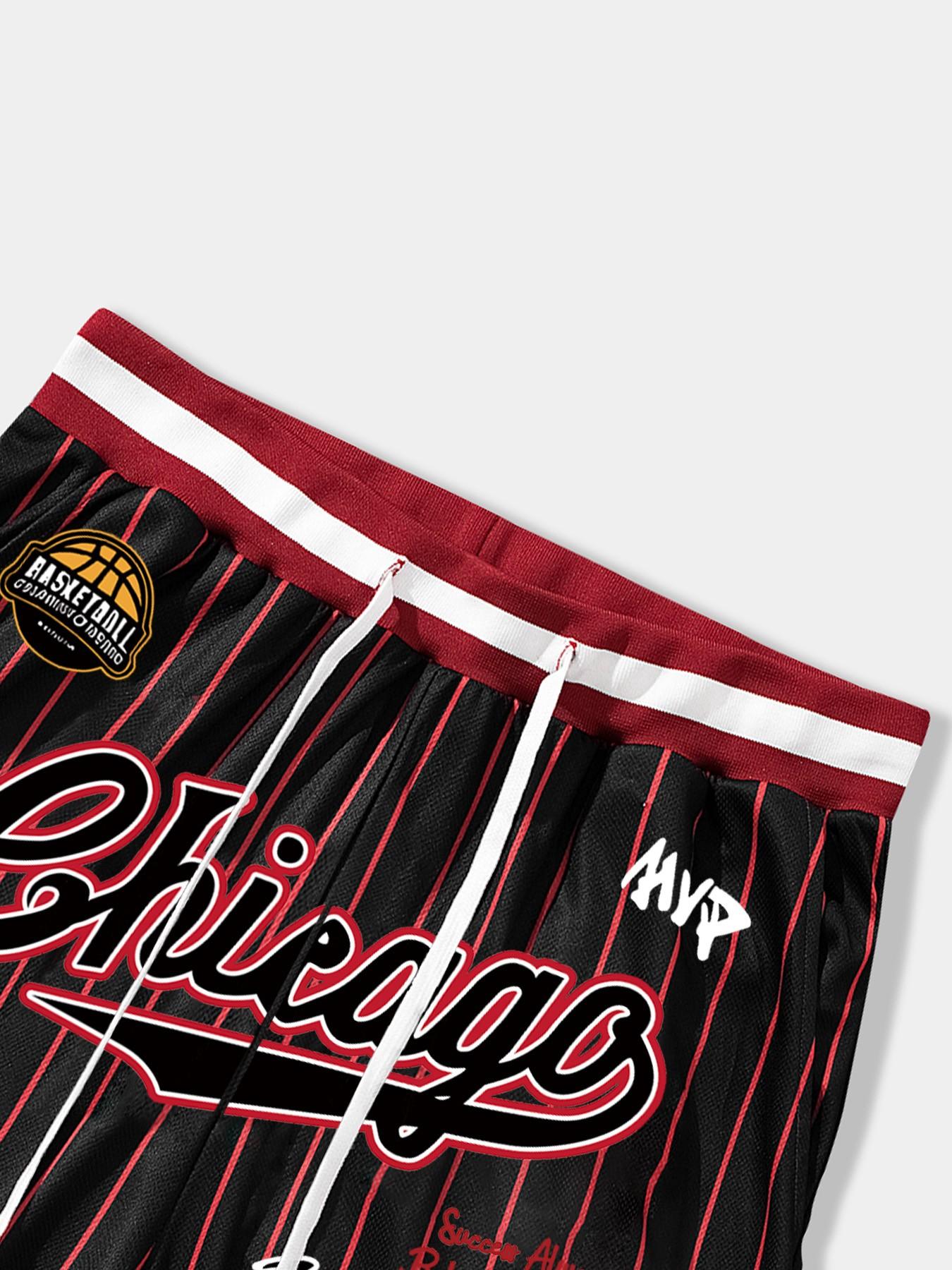 Trendy Retro Style Mvp Basketball Shorts, Main Color with Badge Details, Breathable Quick-Dry Fit, Unisex Sports Fashion