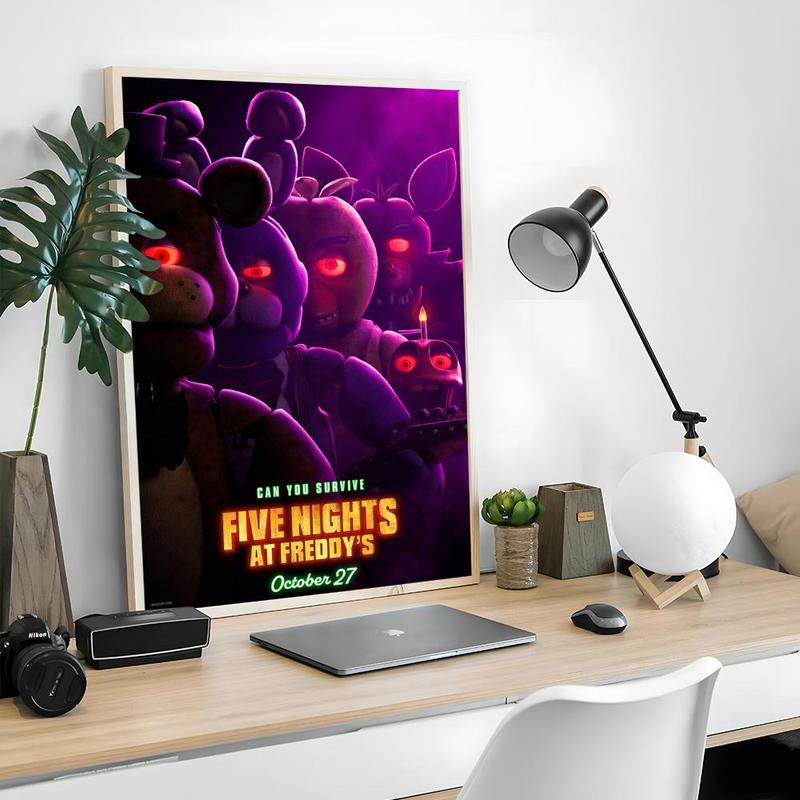 Game FnafFive-nights-At-Freddys Poster Sticky Waterproof Wall Art High Quality Print Unique Artwork Aesthetic Home Living Bedroom Decor Trendy Room Decoration Easy-To-Apply Gift Durable
