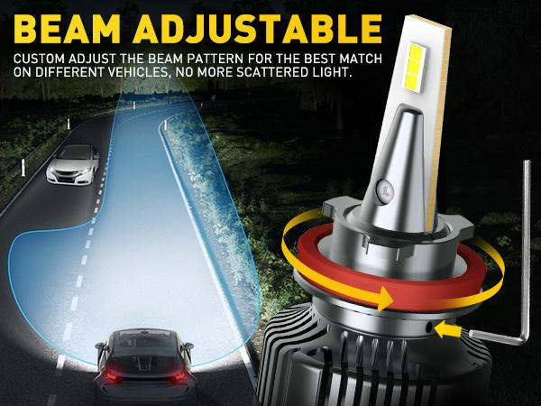 AUXITO H11 LED Bulbs H8 H9 LED Lights, 80W 16,000LM Per Pair, 500 Percent Brighter, 6500K Cool White, Angle Adjustable CanBus Ready Bulbs, Pack of 2 Y13