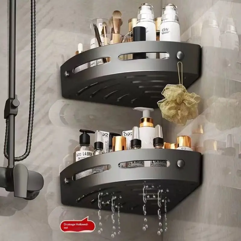 Triangle Suction Cup Shower Rack, No Drilling Bathroom Organizer, Multi-Layer Storage Shelf, Rust-Resistant, Wall-Mounted, Shower Caddy Suction Cup