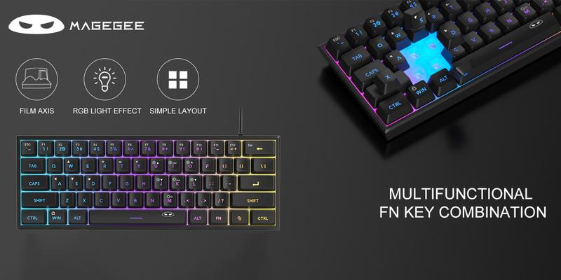 MageGee Mini 60% Gaming Keyboard, RGB Backlit 61 Key Ultra-Compact Keyboard, TS91 Ergonomic Mechanical Feeling Office Computer Keyboard for PC, MAC, PS4, Xbox ONE Gamer #TOP PICKS