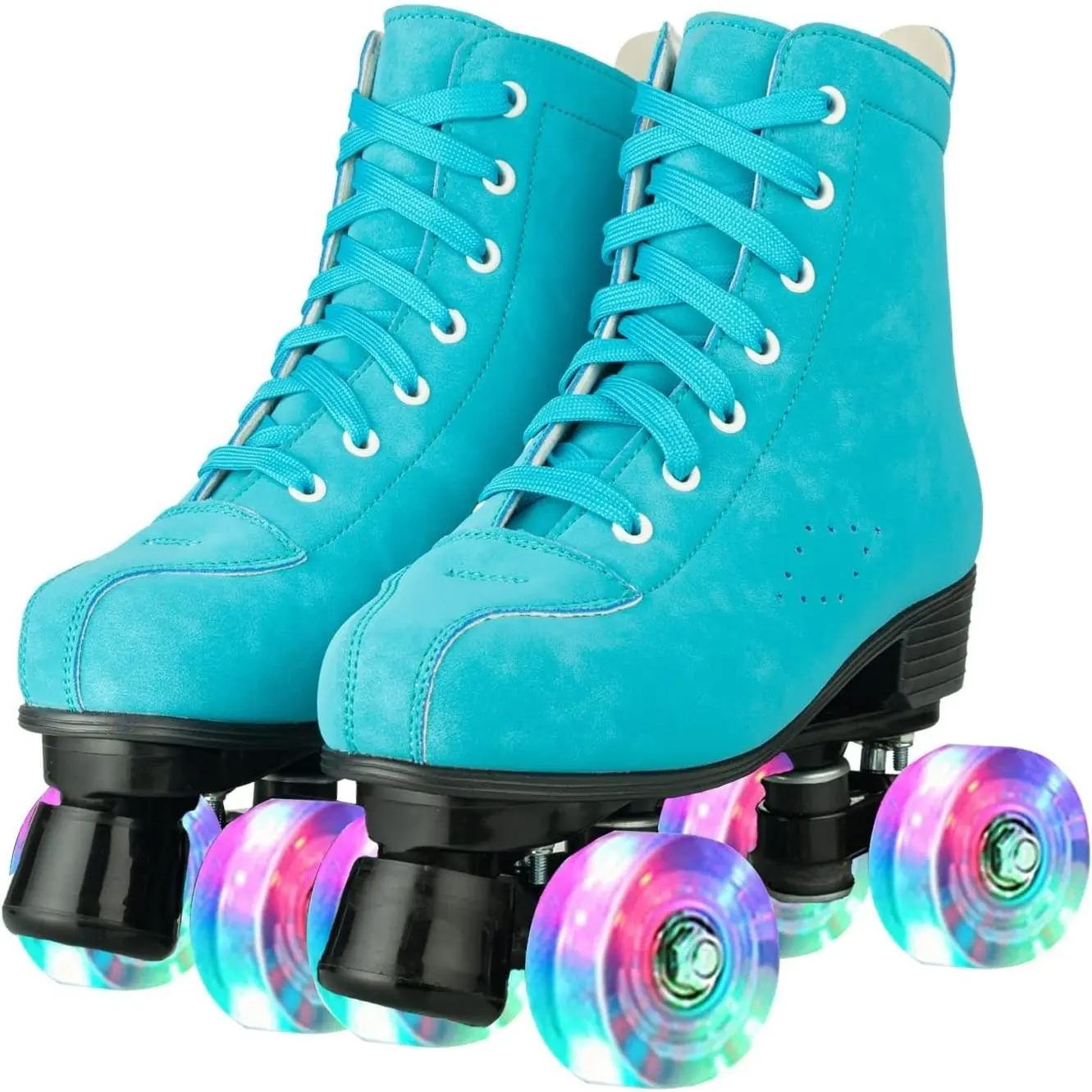 Women Roller Skates High-Top Double-Row PU Leather Roller Skates for Women Girls with Light up Wheels Outdoor