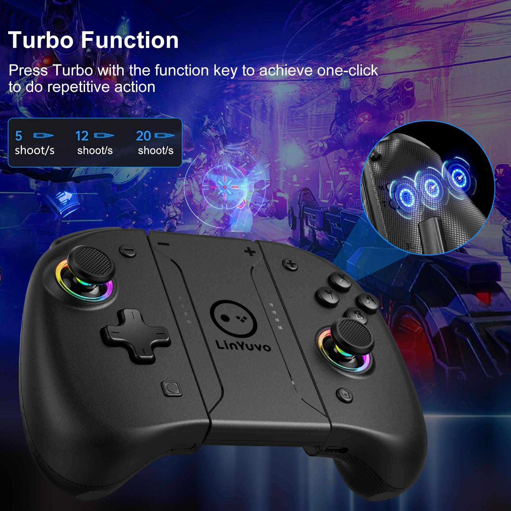 Gamepad Control For Nintendo Switch & OLED & Lite Wireless Bluetooth Controller Game Pad Command Mando Accessories Gaming Hall effect joystick RGB light macro six axis motion Kit
