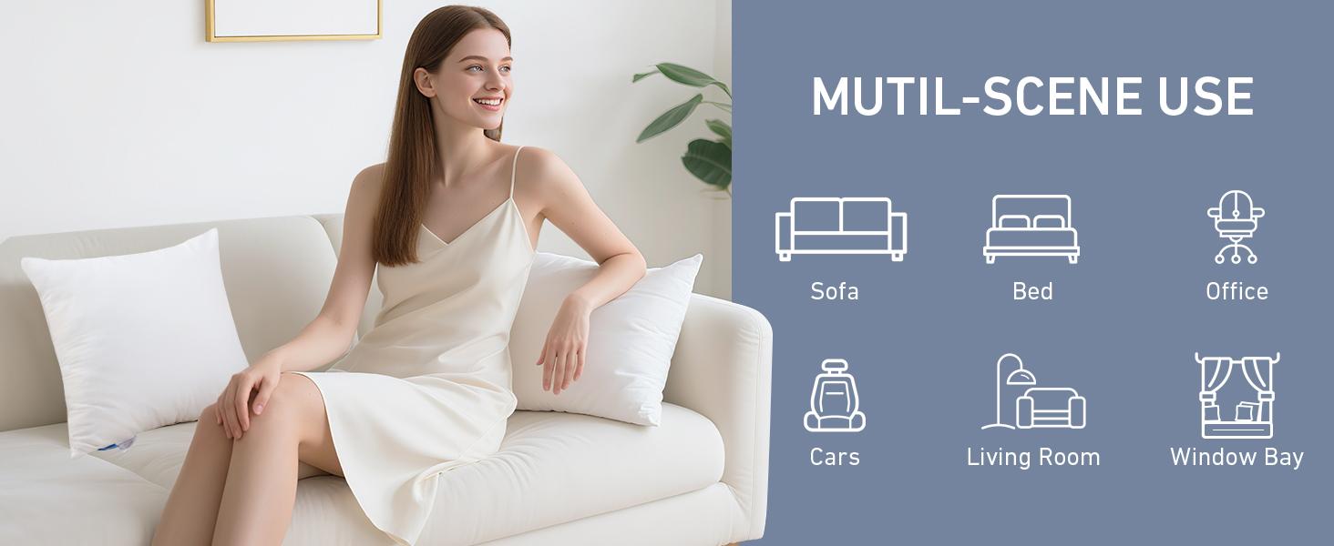 20x20 Pillow Inserts, 20 Inch Decorative Throw Pillow Inserts, Soft Square Throw Pillows for Couch, Sofa, Bed, and Home White Cushion Pack of 2