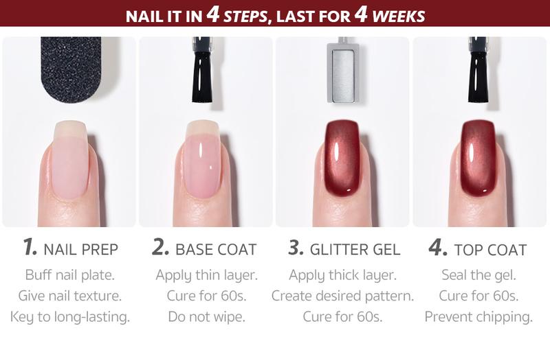 GAOY Maple Twilight Glitter Cat Eye Polish Set with Magnet, 6 Retro Maillard Sparkling Shades, Crystal Holographic Nail Art, Long Lasting Gel for Home & Salon Manicure