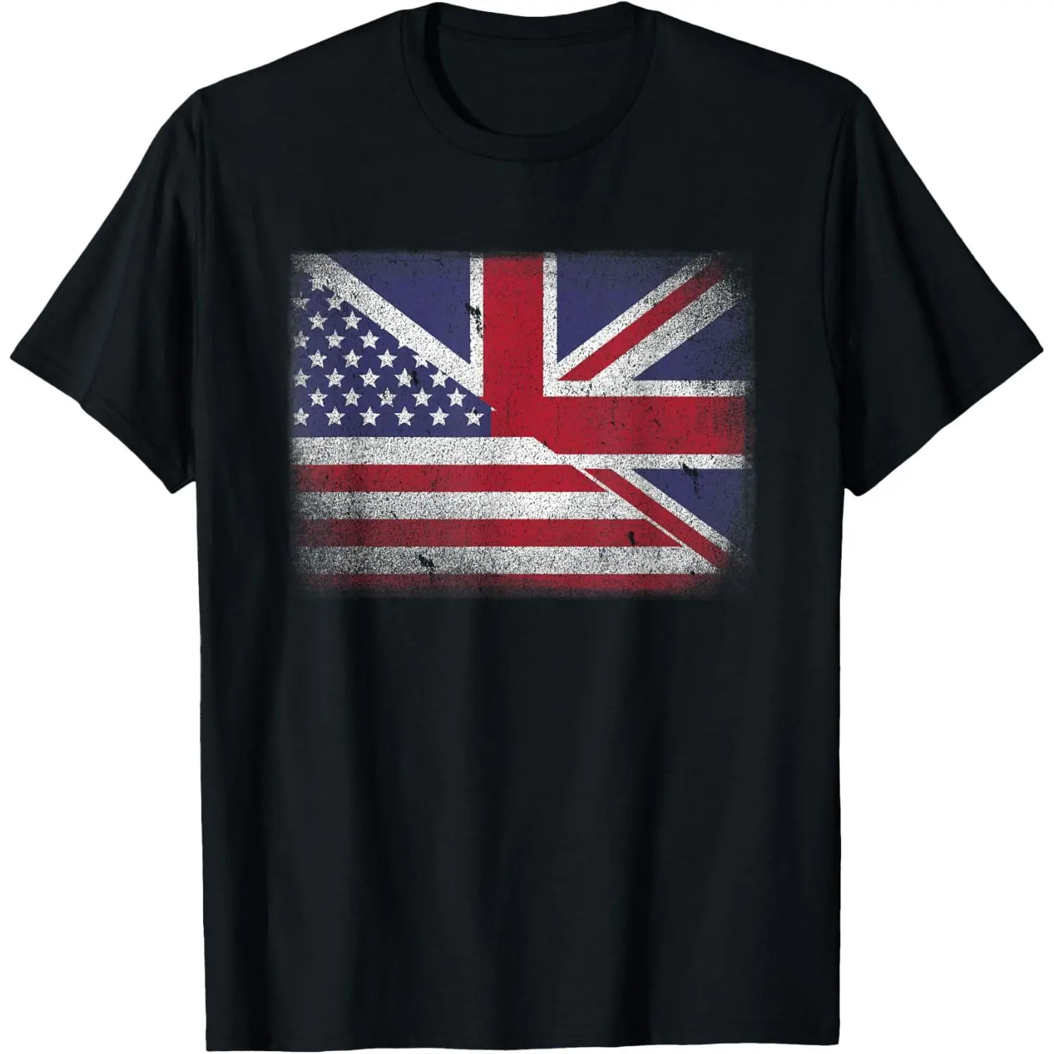 US UK Flag Graphic Tee Regular Clean Finish Heavyweight Premium Cotton Tshirt Front Print American British Union Jack Top Women Short Sleeve Crewneck Top Best Gift Men Loose Casual Top