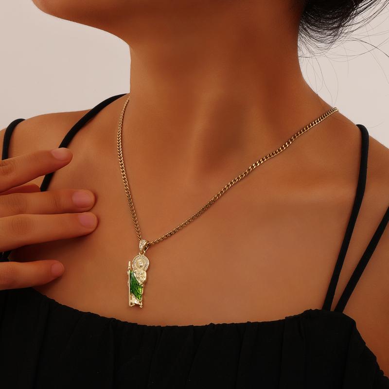 San Judas Tadeo Chain Jesus Necklace Builder Necklace Joye Riade San Juda Saint Jude Rhinestone Cross San Juda