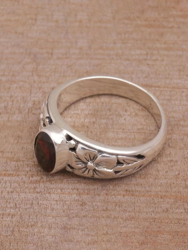 Bohemian Ethnic Carved Zircon Ring, Vintage Aged Look, Elegant Party Holiday Design, Versatile Women's Jewelry