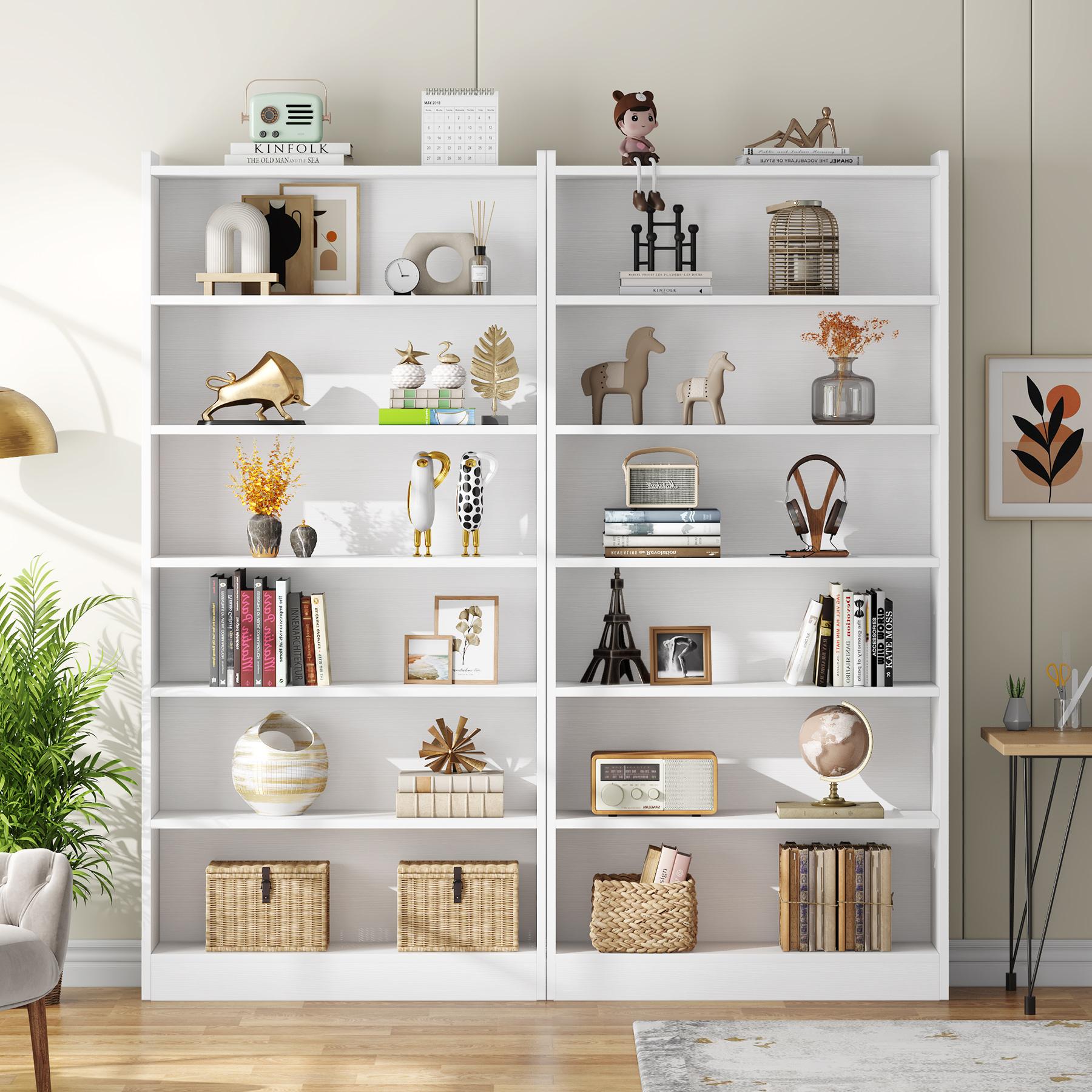 LITTLW TREE 78-inch Tall Bookcase, Modern 7-Tier White Library Bookshelf with Storage Shelves, Large Open Bookcases Display Shelving Unit for Bedroom Living Room Office ikea