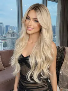 Root Dyed Wig, 26 Inch Long Curly Hair, Machine Made Full Head Cap, Heat Resistant Fibers, All Seasons Wear