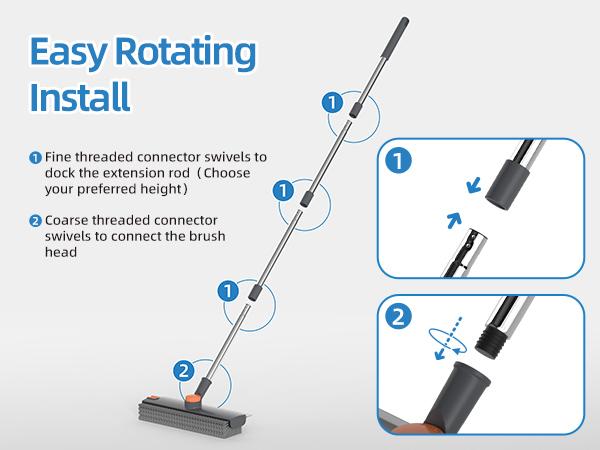 GLUMZRK 3-in-1 Floor Scrub Brush with Long Adjustable Handle, 360° Bristle Brush, Smooth Silicone Squeegee Broom for Concrete, Tile, Deck Cleaning, Grey White Black, Stainless Steel, Glass Compatible GLUMZRK 3-in-1 Floor Scrub Brush with Long Adjustable Handle, 360° Bristle Brush, Smooth Silicone Squeegee Broom for Concrete, Tile, Deck Cleaning, Grey White Black, Stainless Steel, Glass Compatible