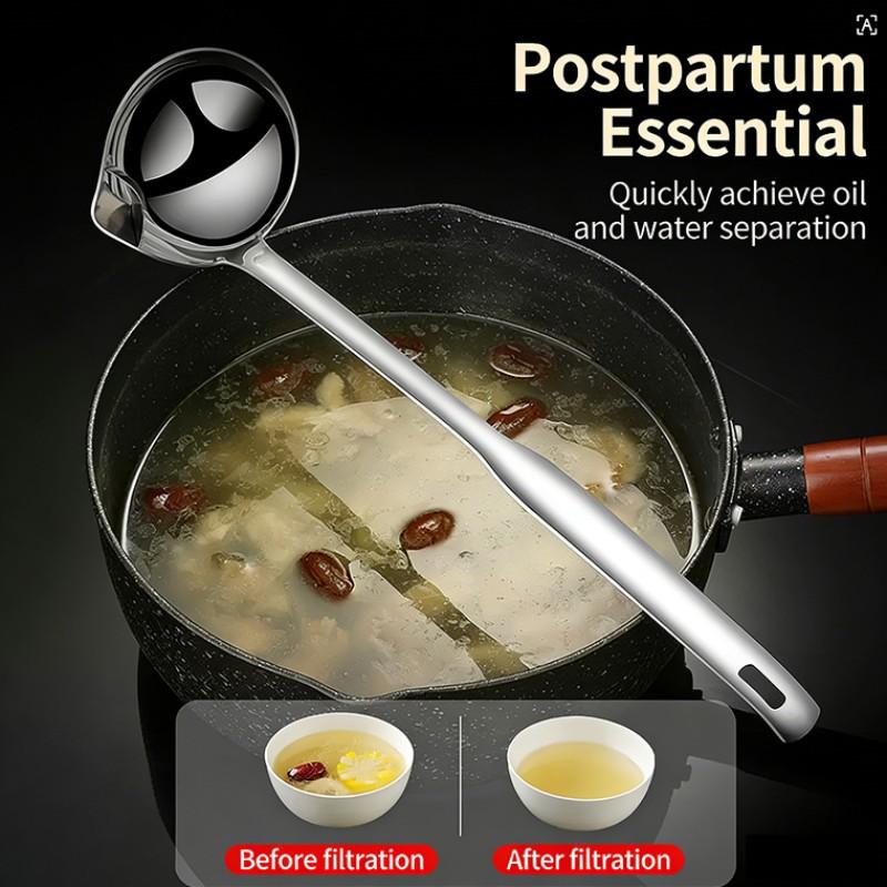 Stainless Steel Oil Separator Spoon, Hot Pot Filter Spoon, Soup Oil Divider, Leak Proof Spoon, Kitchen Tool for Home Use