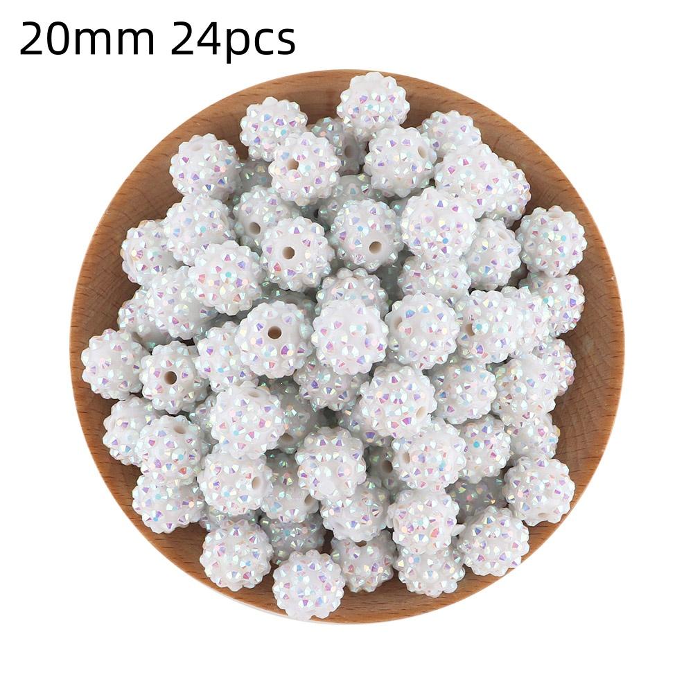 24pcs 14/16/20mm Resin Bayberry Ball Rhinestone Beads, Fashionable and Exquisite Acrylic Beads, Suitable for Pen Accessories, Bracelets Jewelry Making DIY Decorative Accessories