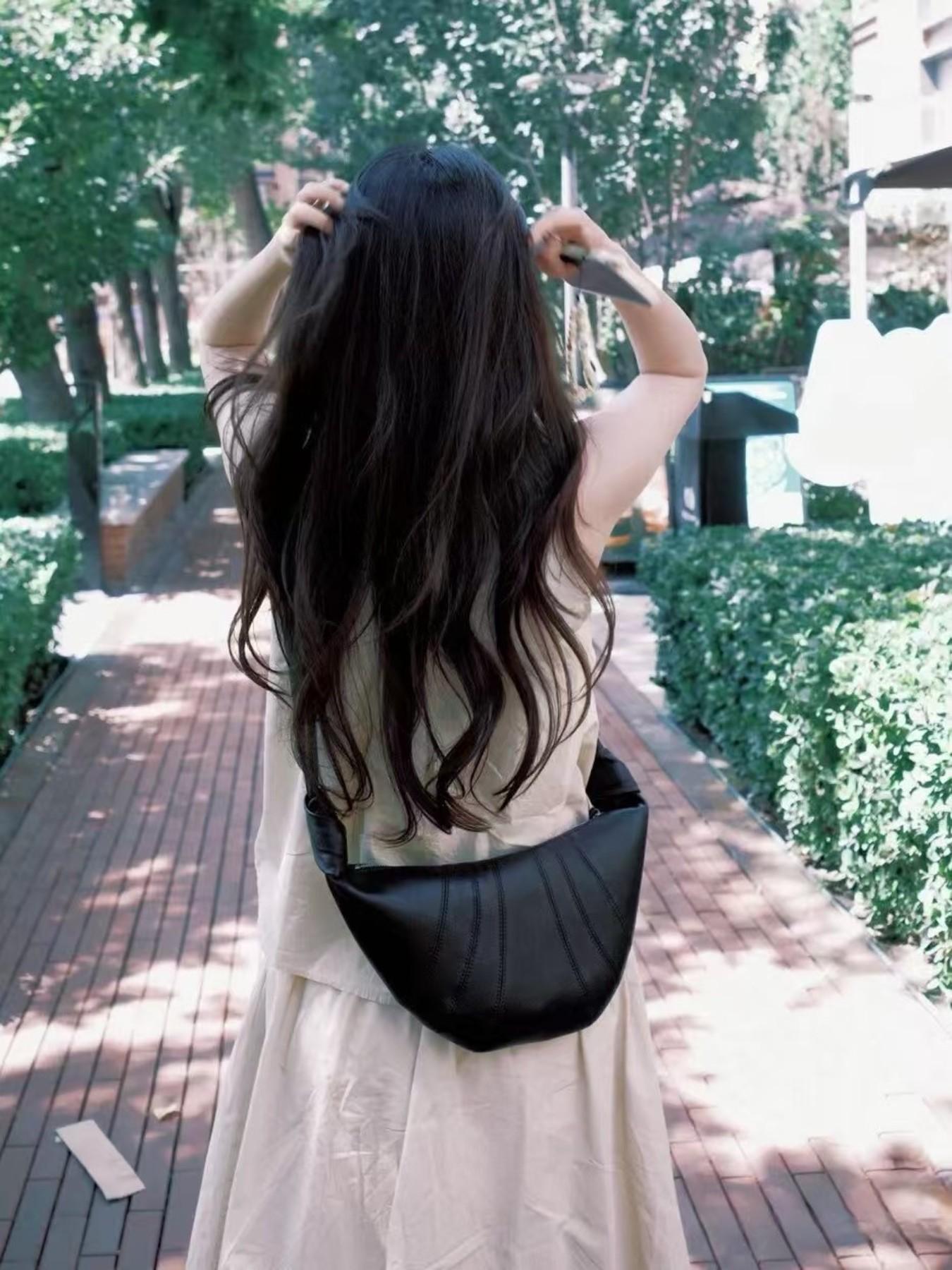 French Vintage Croissant Bag, Leather Horn Bag, Detachable Shoulder Crossbody Bag, Girl's Heartfelt Fashion Bag