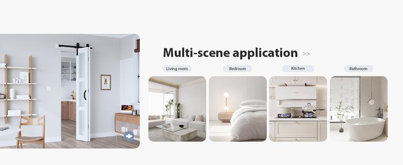 Easelife White Bi-Fold Barn Door with Frosted Glass – Modern Folding Interior Door, Exterior Mount with Hardware Kit Wardrobes Bathrooms