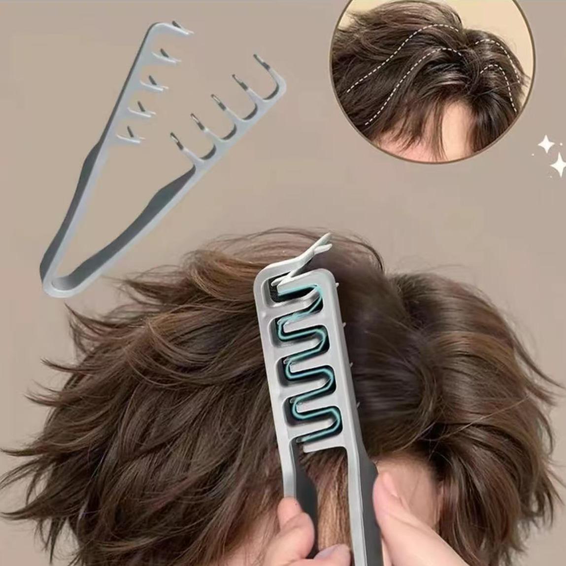 Olumizing Wide-Tooth Hair Styling Comb, 2-In-1 Fluffy Textured Tool, Root Volumizer, Korean Style, Seam Covering, Bang Hair Combs