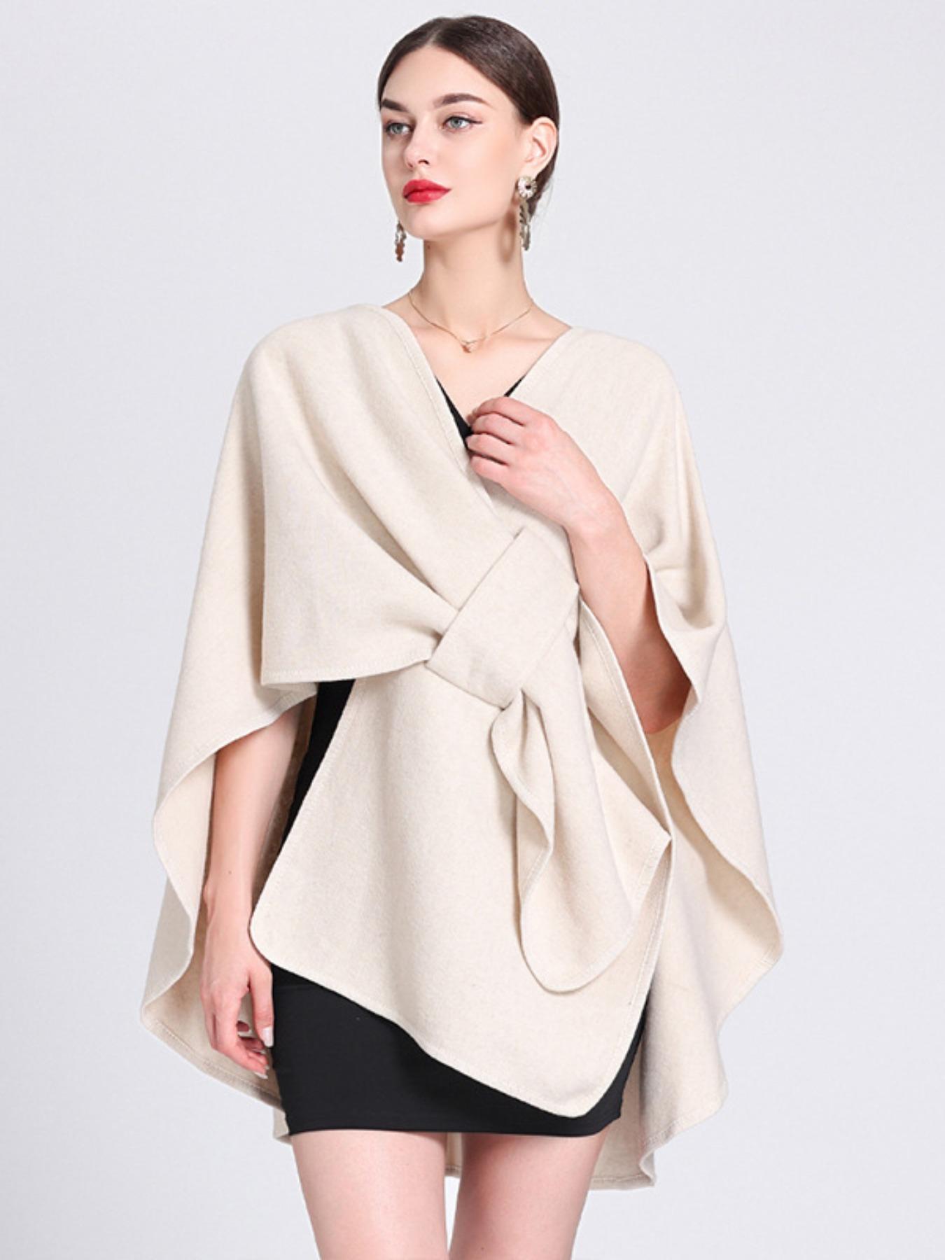 Women's Keyhole Detail Cape Shawl, Casual Elegant Wrap Shawl for Daily Wear, Fashion Accessories for Women & Girls, Trendy Solid Shawl