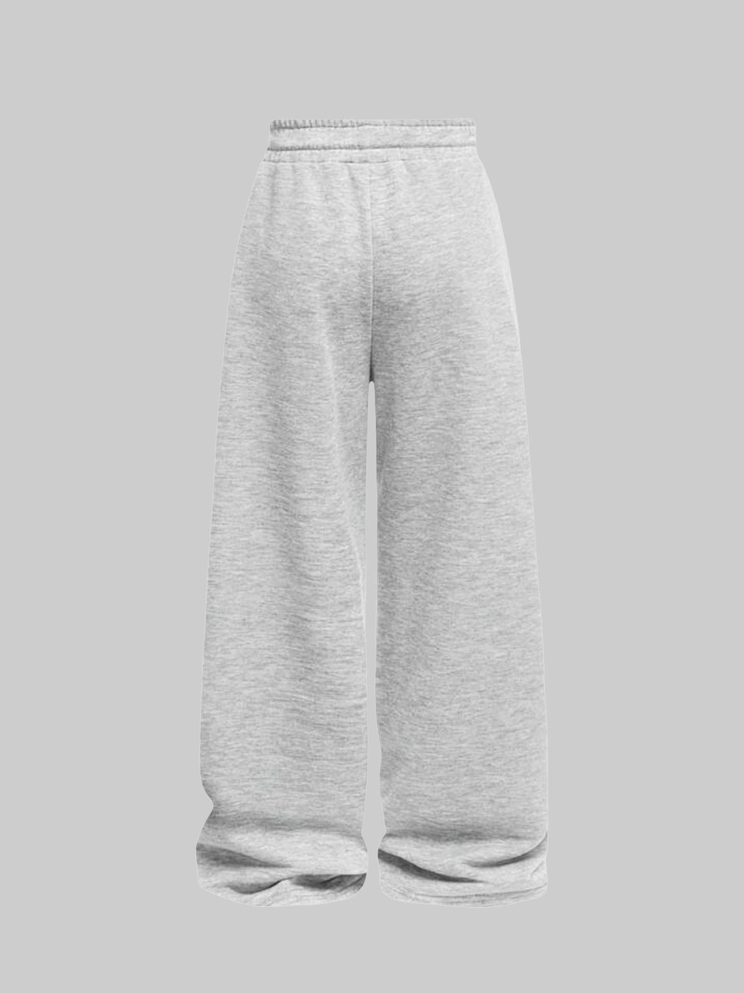 Women's Solid Color Wide Leg Sweatpants with Drawstring Waist, Breathable Outdoor Running Pants for All Seasons, Fitness and Commuting Wear