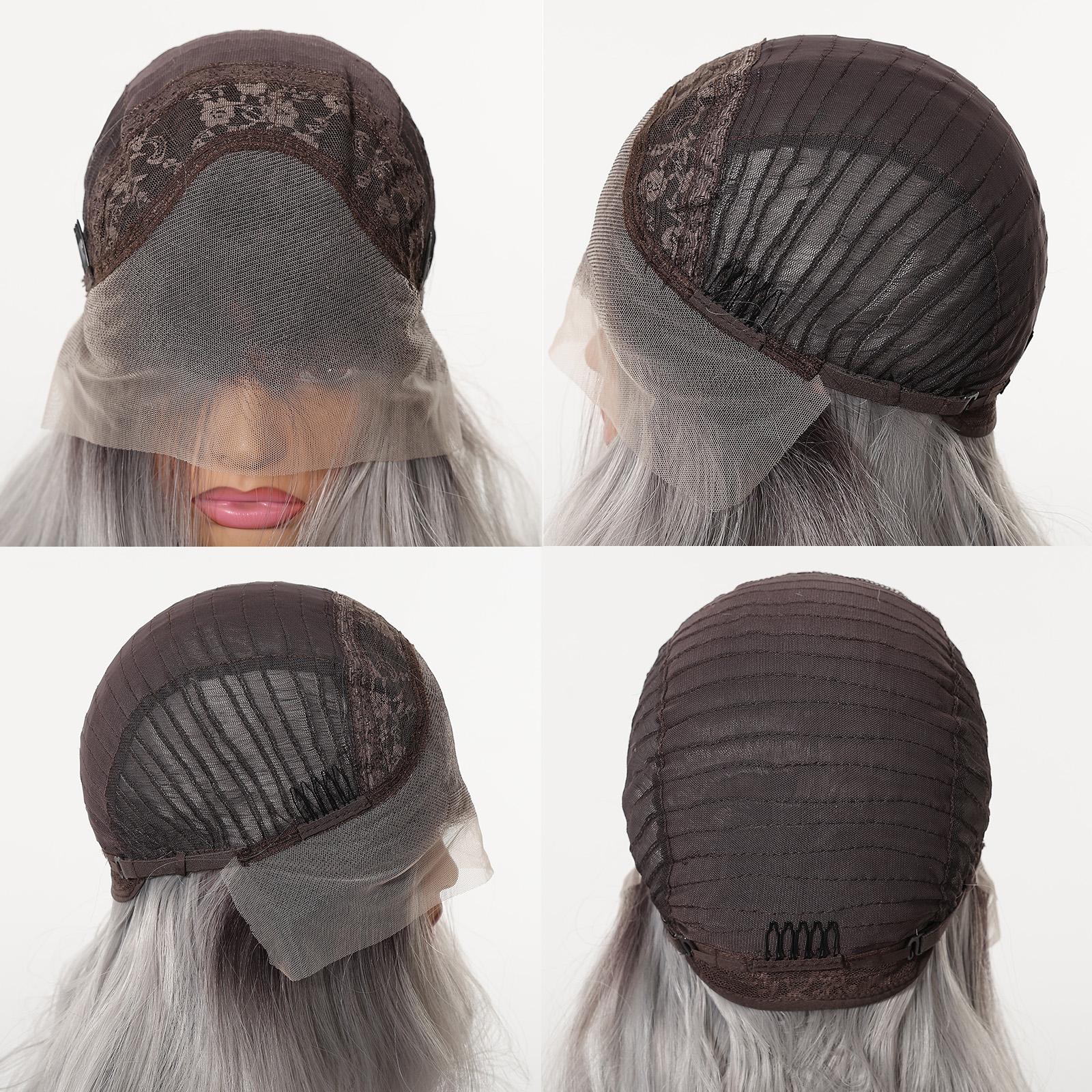 Topshe 13x4 Lace Front Wig, Lace Frontal Wig, Ash Highlights Medium Wave, Natural Skin-Like Scalp, Heat-Resistant Synthetic Hair for Women