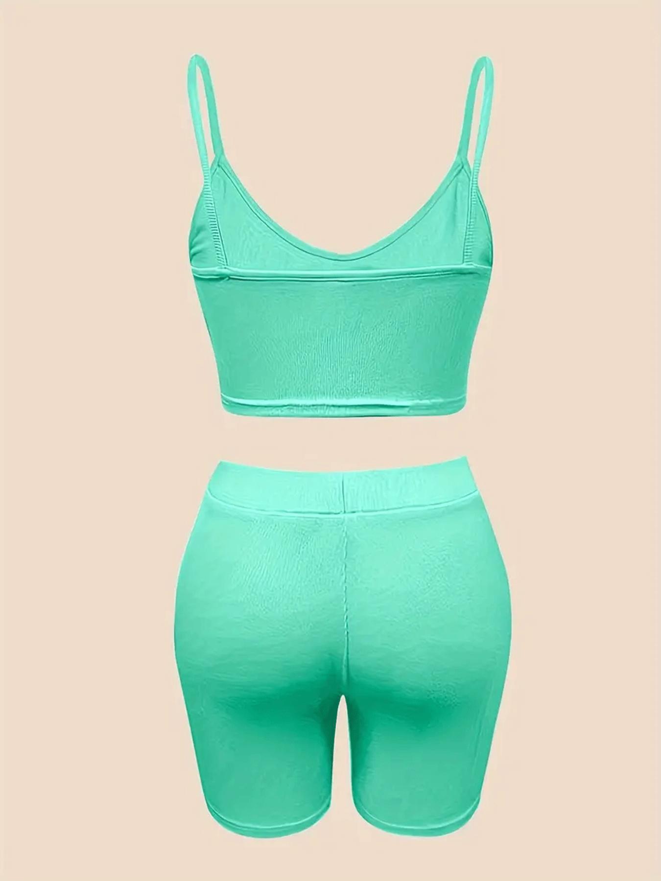 Casual set: best-selling women’s summer tank top and shorts two-piece with hip-lifting and tummy control; women’s summer clothing