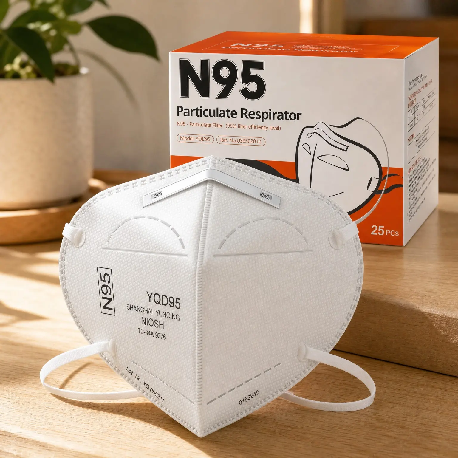 NIOSH Approved N95 Particulate Respirator Masks 25-Pack, Universal Fit Disposable Face Masks, Individually WrappedGift