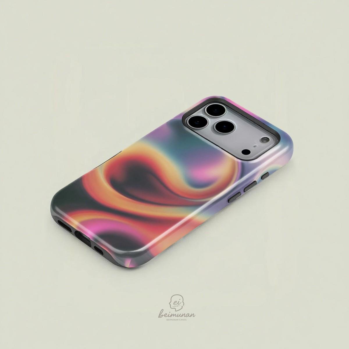 Gradient Fluid Pattern Phone Case, Durable Shockproof Fashion Cover for iPhone 11-17 Pro Max, Samsung Galaxy S25-S23 Ultra
