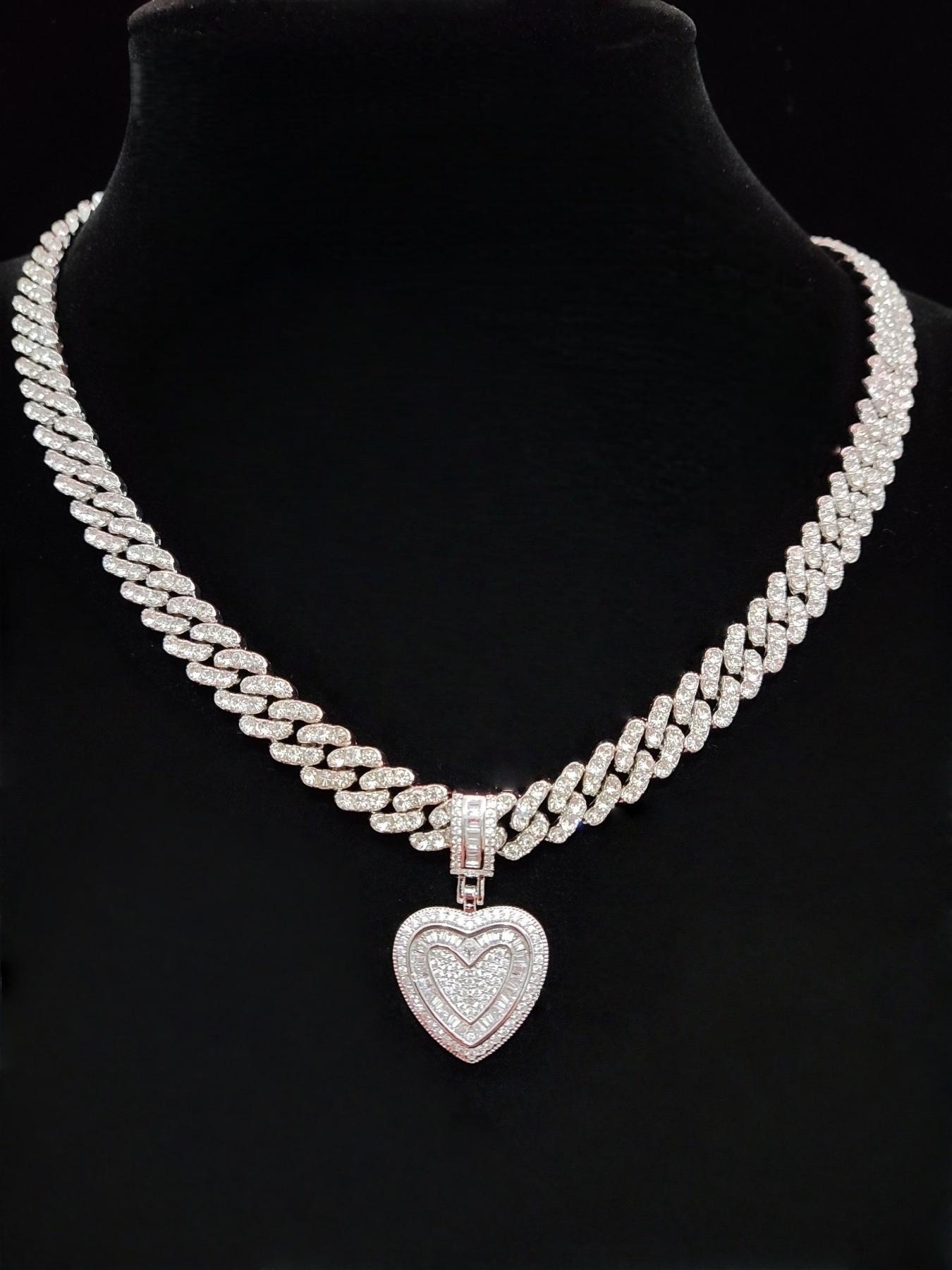 1Piece Women Hiphop Love Heart Shape Pendant Necklace Fashion Vintage Hip Hop Necklace Is Perfect For Party Or Everyday Lovers' Gifts Jewel Necklace