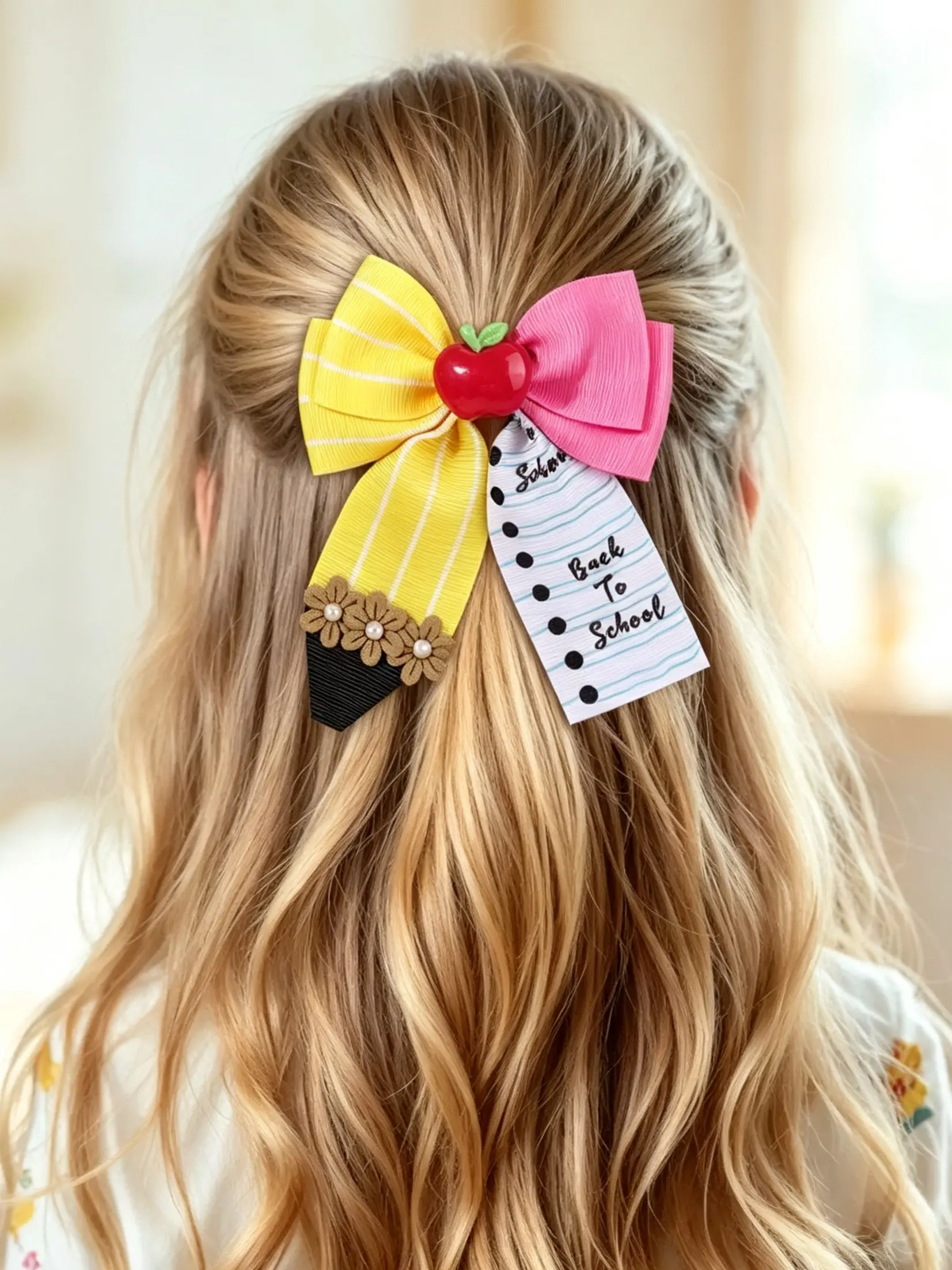 1pc Back To School Graduation Season Plaid Print Bow Hair Clip, Girls Holiday Accessory, Cute Teen Student Hair Clip, Summer Party Gift