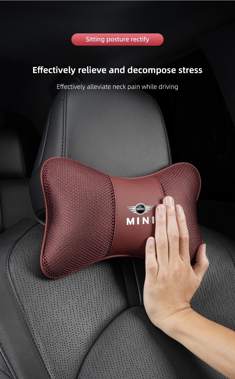 1Pcs Car Seat Headrest Ice Silk Neck Pillow Support Soft Pad For MINI One Cooper JCW Countryman Clubman Cabrio Paceman Coupe Roadster Clubvan