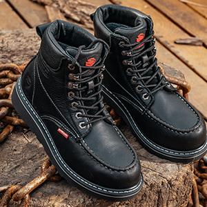 SUREWAY 6” Mens Heavy Duty Soft/Steel/Composite Toe Work Boots for Men,Comfortable & Durable,Goodyear Welt,Full Grain Leather,Oil/Slip Resistant,Wedge Moc Toe Industrial Construction Boots/Shoes