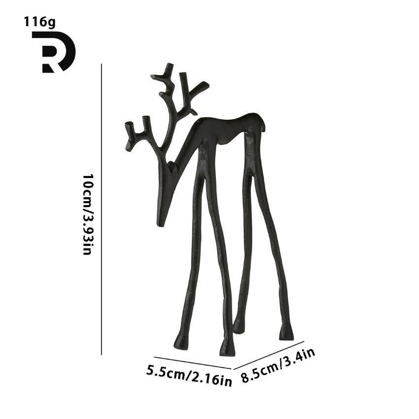 Elegant and Slender Black Elk Statue, A Popular Choice for Christmas Decoration in 2026, with A Modern Minimalist Design and Decorative Art Style. The Sturdy Base Ensures Stable Placement and Is Suitable for Home, Office, Home Garden and Other Scenes
