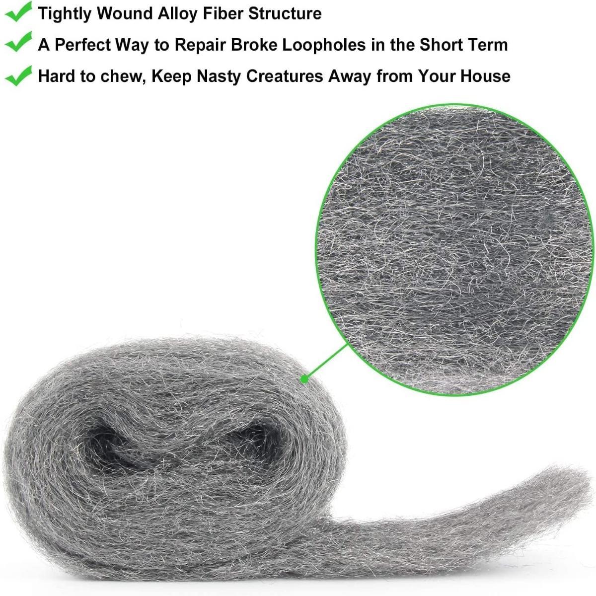 Steel Wool Filled Fabric, DIY Steel Wool Filled Fabric Kit, Used for Gap Filling, Wall Crack Filling, Garden, House, Garage Vent Filling, with High Plasticity and Good Flexibility, Can Prevent Mice From Entering The House
