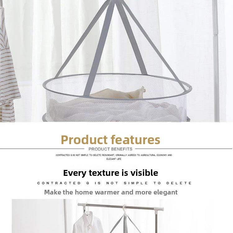 2-Tier Foldable Clothes Drying Rack Net, Household Mesh Laundry Basket for Drying Underwear, Socks & Sweaters, Anti-Deformation Hanging Drying Tray, Portable Space-Saving Laundry Dryer for Home Use