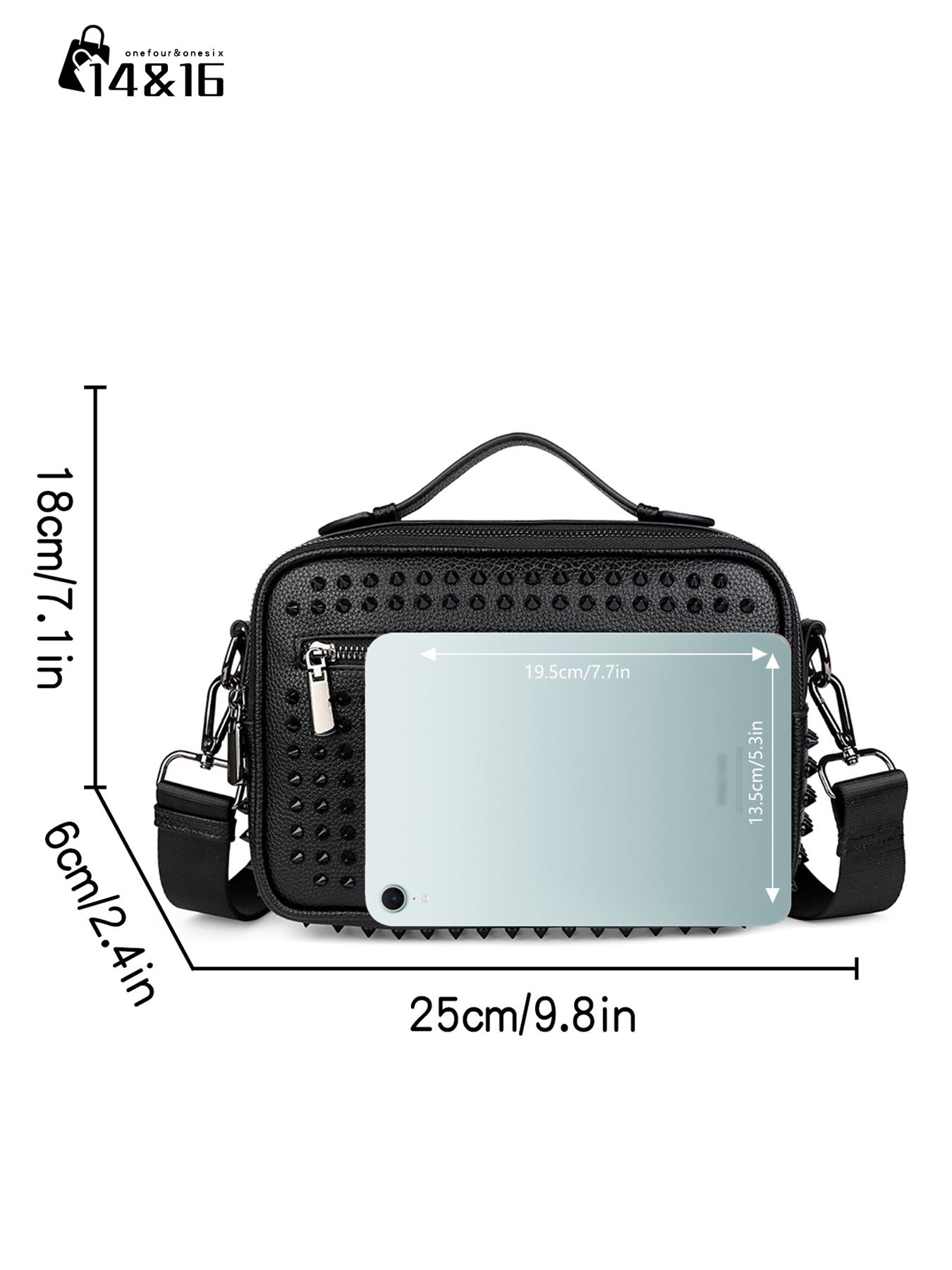 Men's Fashion Rivets Crossbody Bag, Casual Single Shoulder Bag, One Shoulder Bag, Rivet Design, Lightweight and Portable, Large Capacity, All Seasons, Casual Messenger Bags