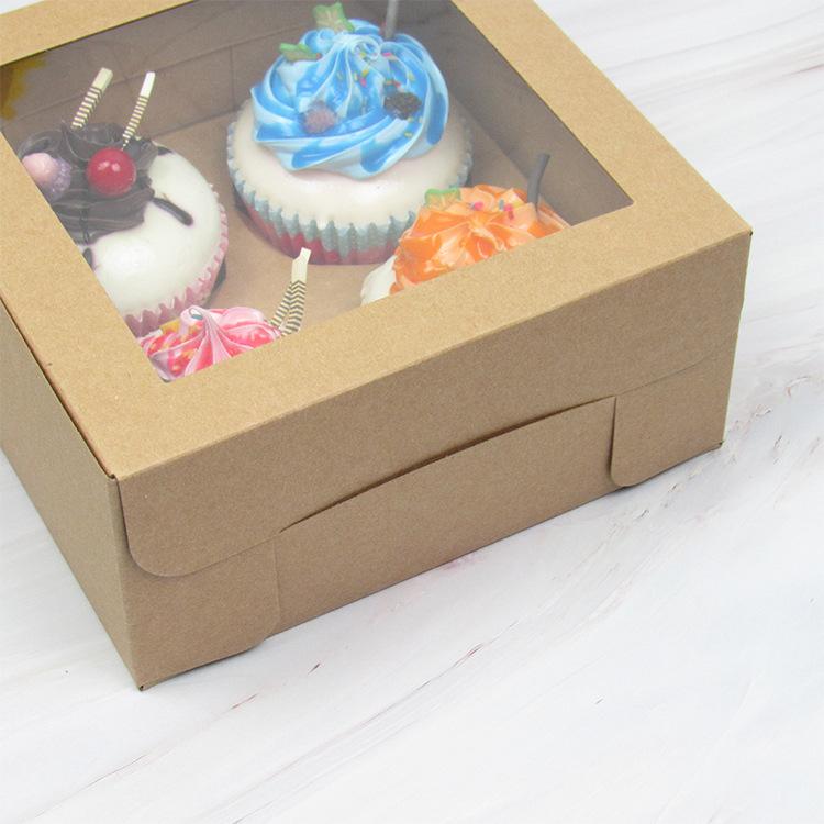 20/15/10/5/1pcs 4/6 Pack Clear Window Muffin Boxes, Kraft Paper Cupcake Containers for Bakery Desserts.needoh.paper plates